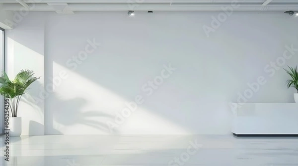 Obraz Modern urban company office indoor building interior with workstation and empty white wall