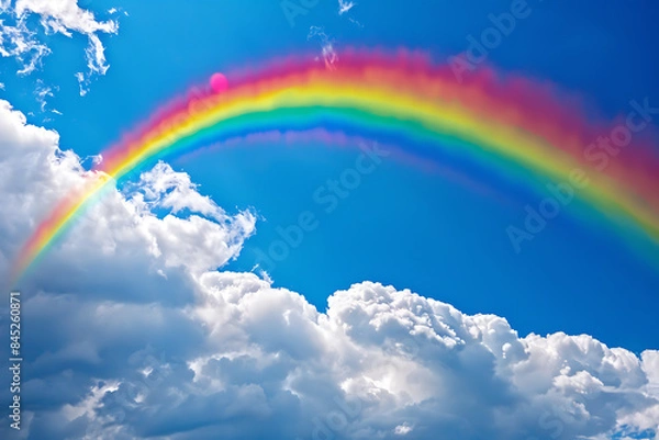 Fototapeta A vibrant rainbow arching across the sky, representing beauty, hope, and diversity, creating an inspiring and colorful natural spectacle
