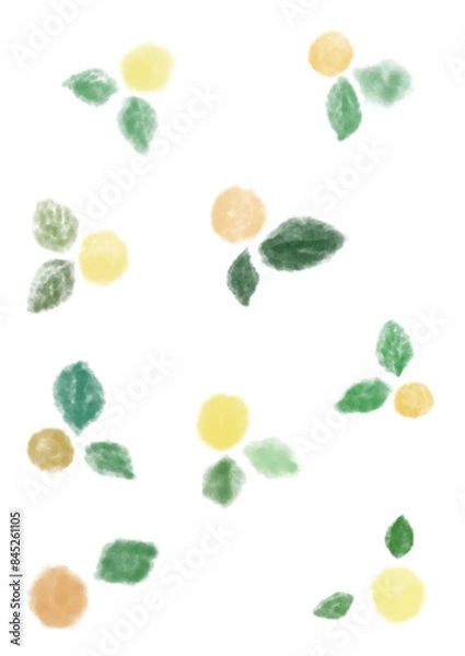 Obraz 黄色の花と緑の葉のデザインイラスト