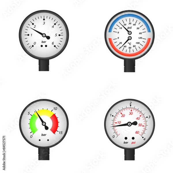 Obraz Vector illustration set of manometers.