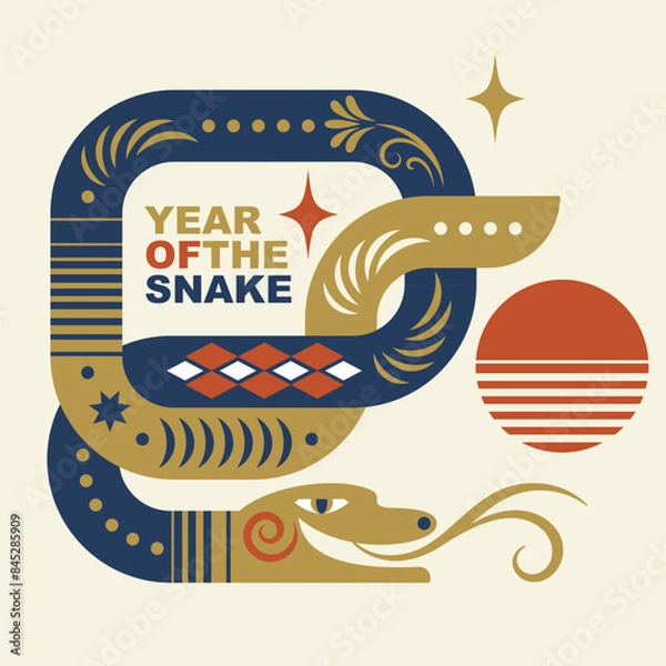 Fototapeta Chinese Happy New Year 2025. Year of the Snake. Symbol of New Year. 