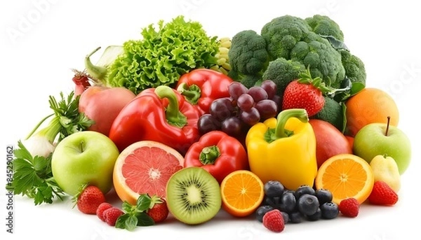 Fototapeta A group of different fruits and vegetables