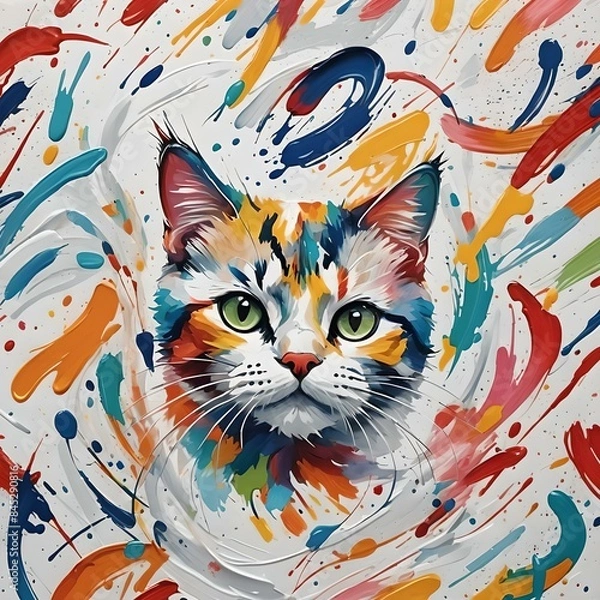 Obraz Colorful cat head