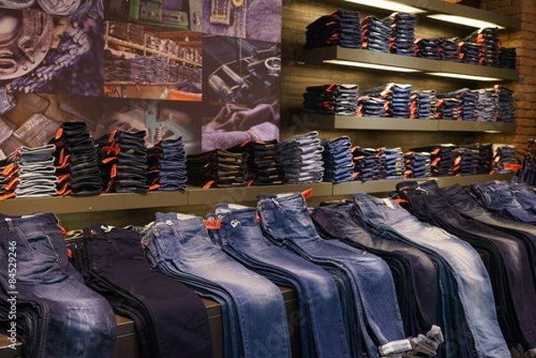 Fototapeta jeans display in the fashion store 