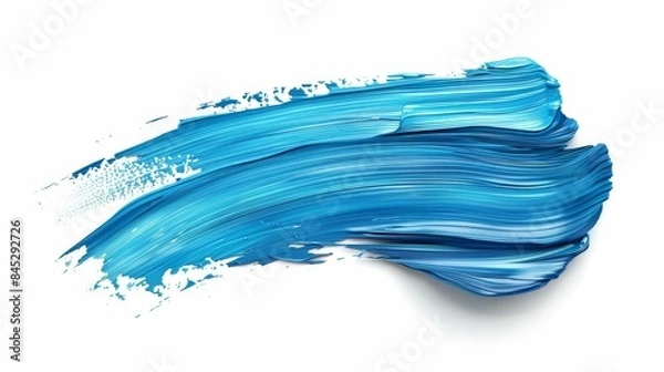 Fototapeta A blue brush stroke on a white background