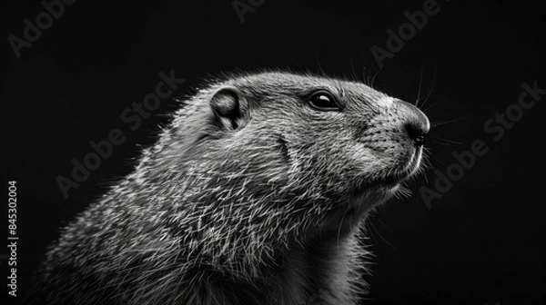 Fototapeta Groundhog photographed in profile facing camera