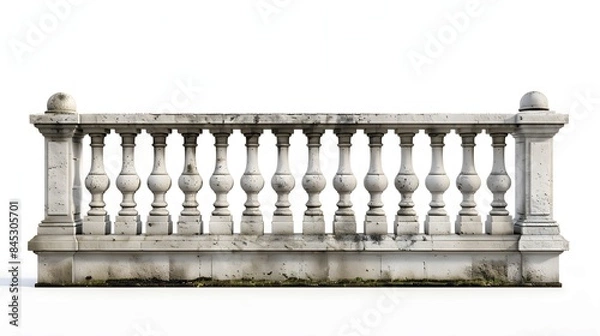 Obraz A stone railing set against a white background