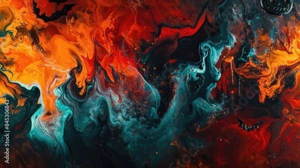 Fototapeta Artistic and abstract oil color background in a Halloween theme