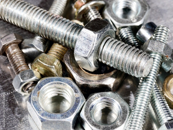 Fototapeta металлические болты и гайки 