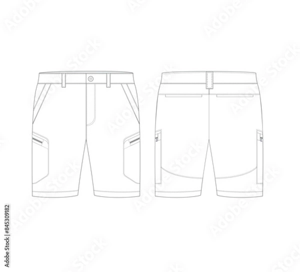 Fototapeta Custom Shorts Design Vector Template. Clothes template flat sketch design.