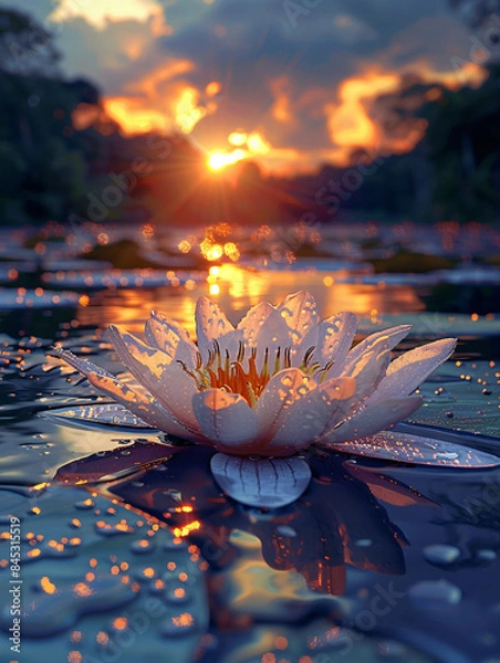 Fototapeta lotus flower, close up of a lotus flower, water lily flower
