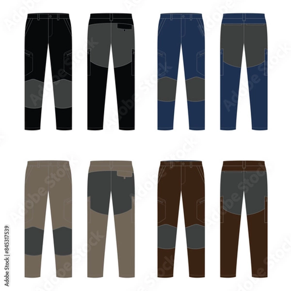 Fototapeta Custom Sailing Pant vector technical sketch design with 4 different colors vector template