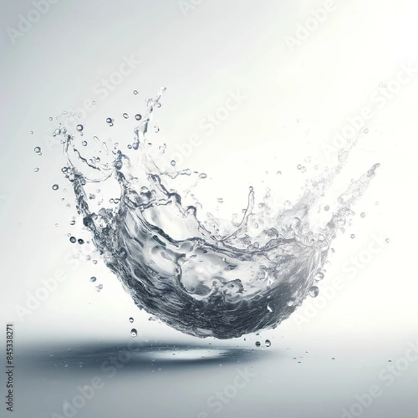Fototapeta Hyper-Realistic Image of a Flowing Water Wave on a Plain White Background