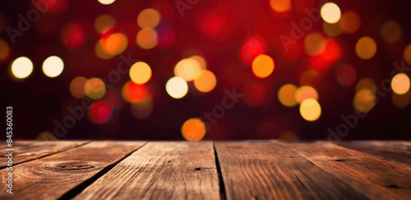 Fototapeta defocused lights & old table