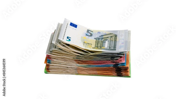 Fototapeta Pile of euro banknotes - official currency of a large number of European countries. The euro is the second most widely used currency in international transactions and an important reserve currency.