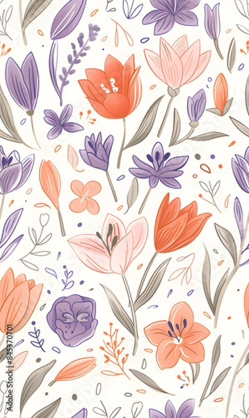 Fototapeta Seamless pattern of flower.