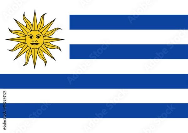 Fototapeta Uruguay Flag, High Detail Flag of Uruguay, Uruguay flag background vector illustration