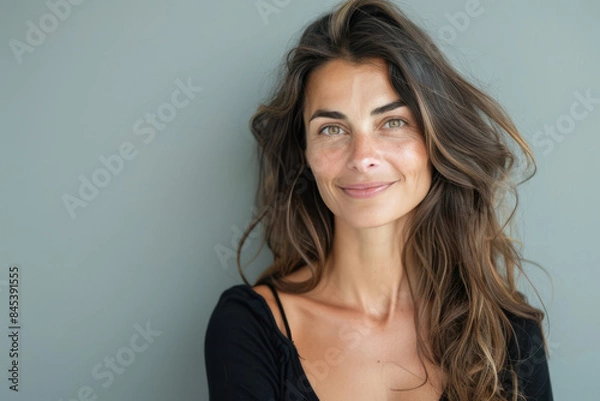 Fototapeta A close up portrait of a woman with a subtle smile
