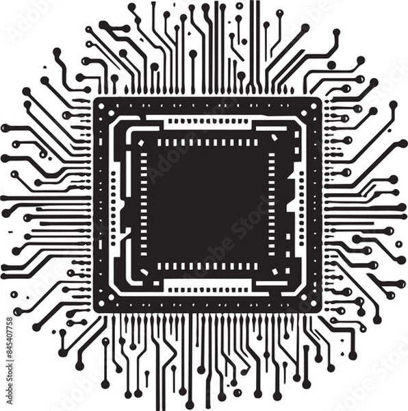 Fototapeta Motherboard chip central processing unit symbol cpu digital high technology