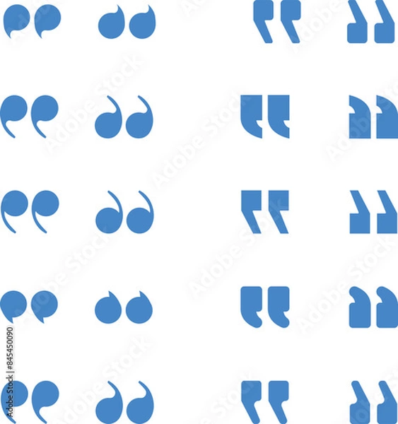 Fototapeta Blue Quotation set vector, invert comma vector set