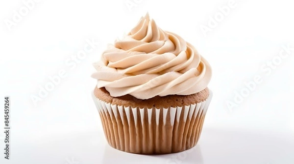 Obraz Light Brown Cupcake on a white Background with Copy Space