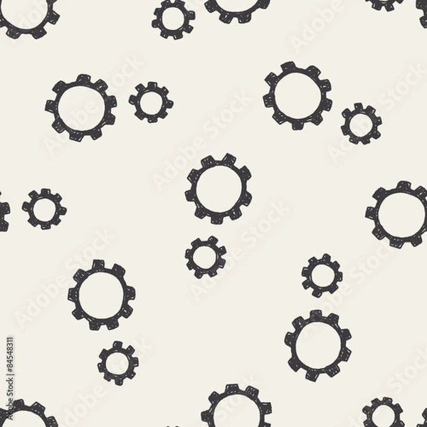 Obraz gear doodle seamless pattern background
