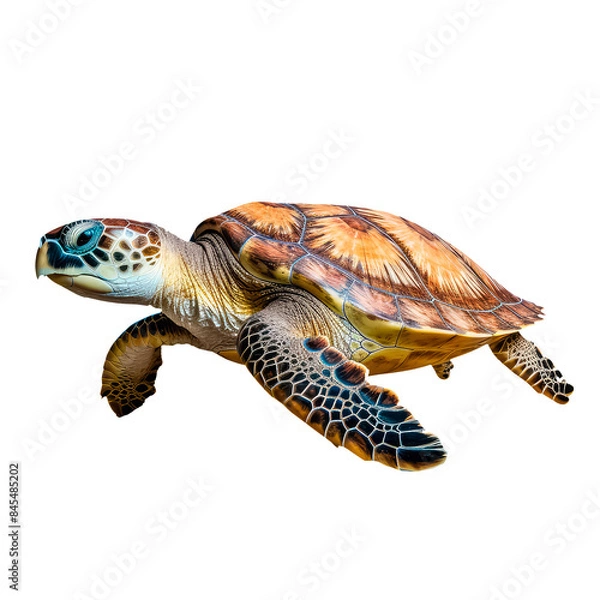 Fototapeta A turtle is swimming in the ocean