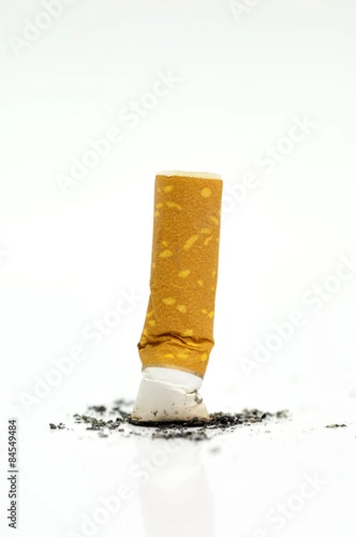 Obraz Stop smoking, cigarette butt isolated on white