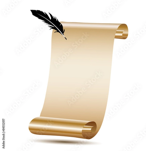 Obraz Gold paper scroll on white