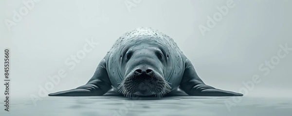 Fototapeta Adorable Seal Pup in a Minimalistic Setting Capturing the Charm of Marine Wildlife with Serene and Calming Tonalities Through the Eyes of a Young Seal An Exemplary Representation of Tranquil Nature