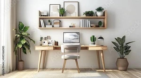 Fototapeta Stylish Home Office Spaces of Inspiring Designs for Productivity and Comfort