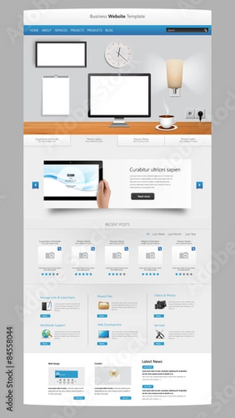 Fototapeta Office scene one page website design