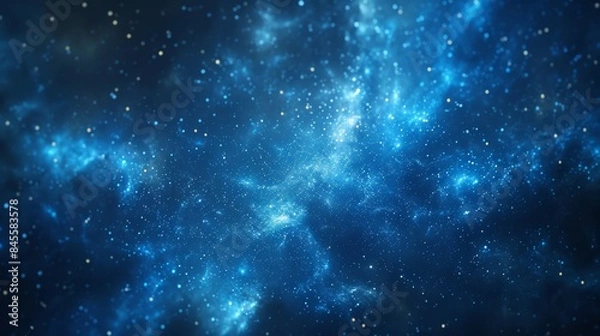 Fototapeta A breathtaking view of a starry night sky filled with blue nebula clouds and twinkling stars, evoking a sense of wonder.