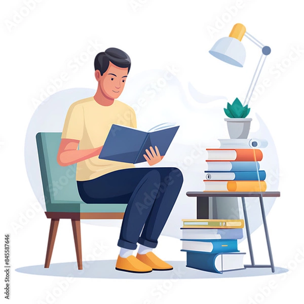 Obraz Young businessman working with computer remotely