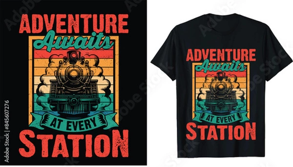 Fototapeta Train T-Shirt, Train Lovers, Railroad T Shirts, Railroad Shirt, Train Tshirt, Steam Engine
 Gifts for Men, Locomotive Shirt, Railroad Gift, Retro Train Tee, Steam Engine T-Shirt