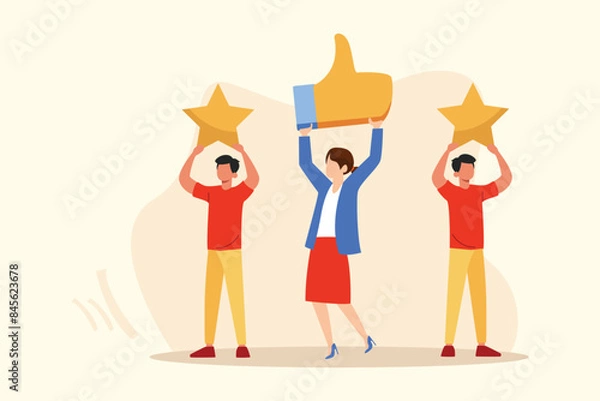 Fototapeta Client first Concept. Colored flat vector illustration isolated.