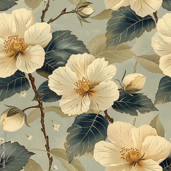 Fototapeta seamless botanical flower vintage pattern for Wallpaper, Fabric Prints, Home Décor, and Digital Backgrounds