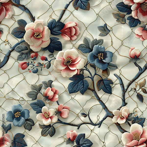 Fototapeta seamless botanical flower vintage pattern for Wallpaper, Fabric Prints, Home Décor, and Digital Backgrounds