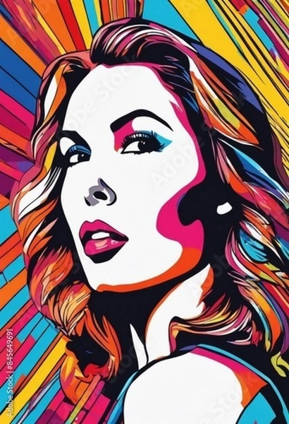 Obraz Illustration of a colorful woman's face