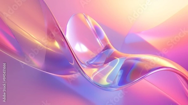 Obraz An abstract digital illustration of colorful fluid waves in shades of pink, purple, and gold with a gradient background