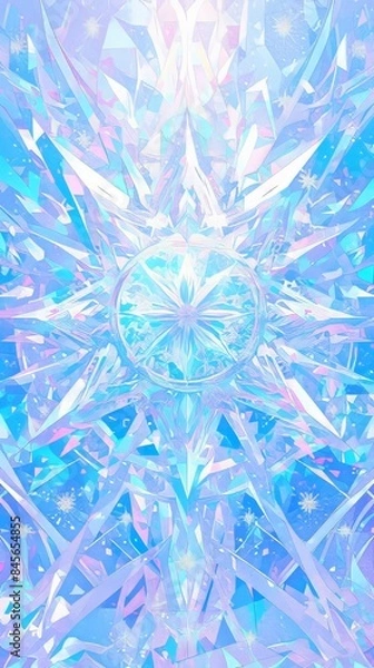 Fototapeta Abstract light blue background with crystal shapes creating beautiful star design