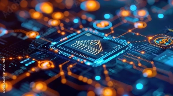 Obraz bank on digital technology network, online banking, digital money exchange, data and information on cloud commercial