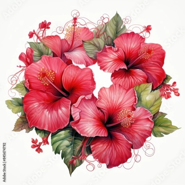 Fototapeta Hibiscus, isolated on white background