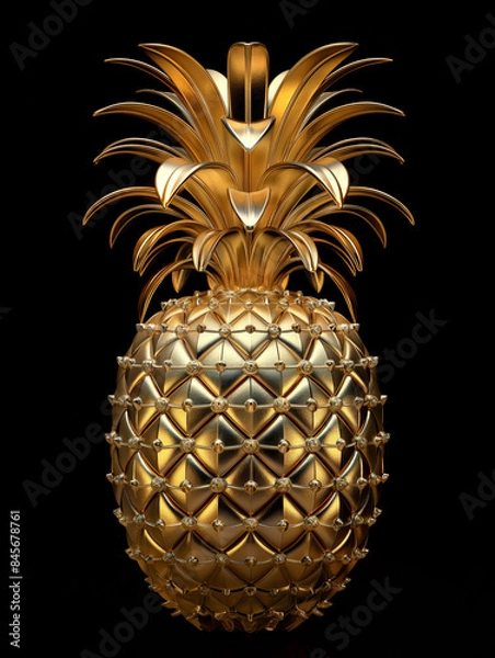 Obraz golden pineapple on black background