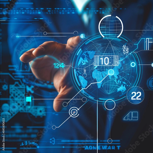 Fototapeta 홀로그램과 비지니스맨