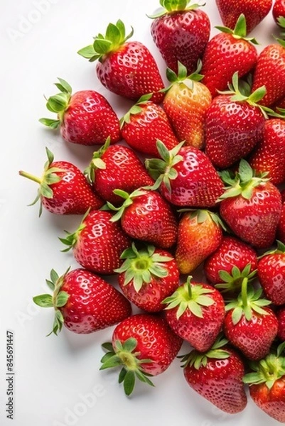 Obraz Strawberry isolated on white background. With  empty copy space. View from above.