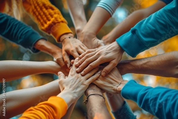 Obraz Group forming circle with hands together