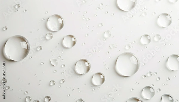 Fototapeta Water drops on white background top view 