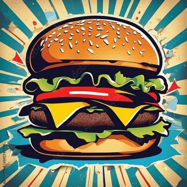 Fototapeta Cartoon style hamburger image