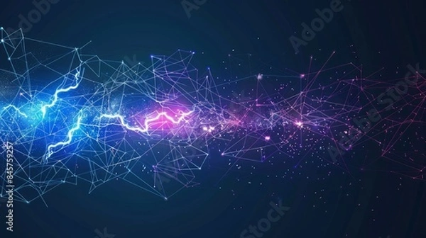 Obraz Lightning bolt is illustrated with lines triangles and particle style design in a vector illustration